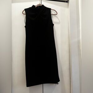 Calvin Klein Black Sleeveless Midi Dress with Draped Neck
